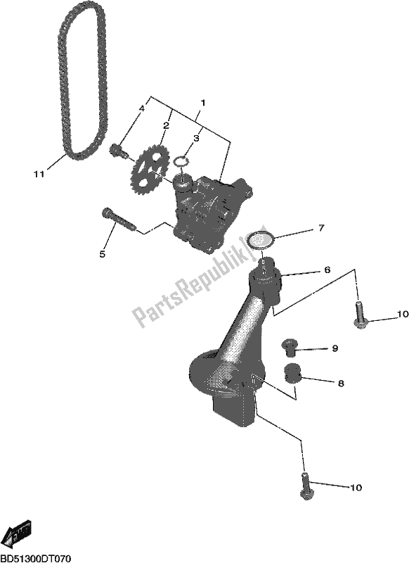 All parts for the Oil Pump of the Yamaha MXT 850 2019