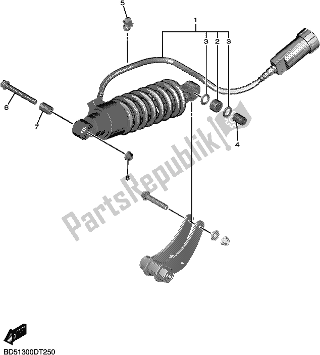 All parts for the Rear Suspension of the Yamaha MXT 850 2019