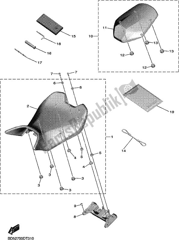 All parts for the Seat of the Yamaha MXT 850 2019