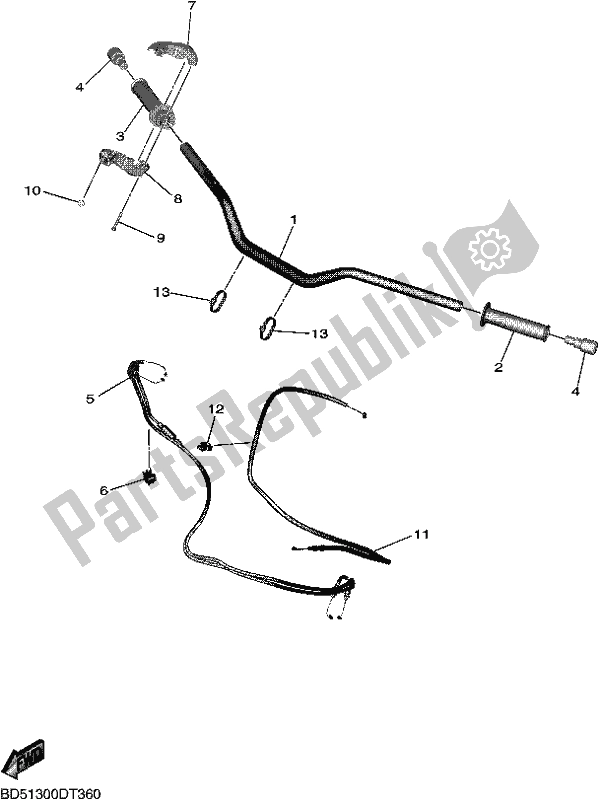 All parts for the Steering Handle & Cable of the Yamaha MXT 850 2019