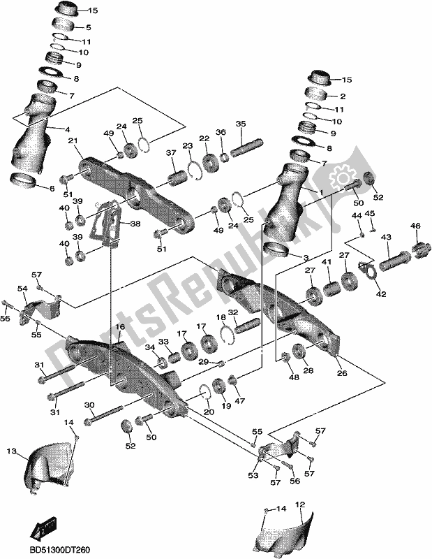 All parts for the Steering of the Yamaha MXT 850 2019