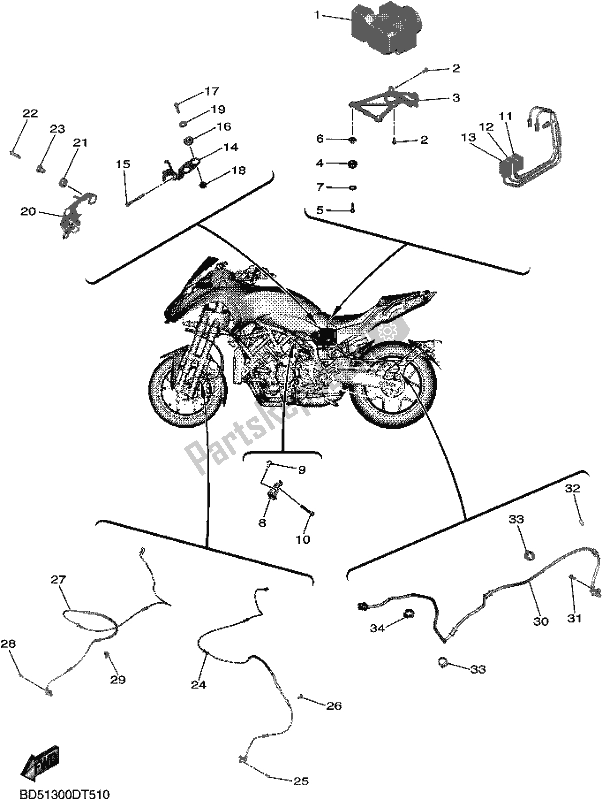 Todas las partes para Eléctrico 3 de Yamaha MXT 850D 2019