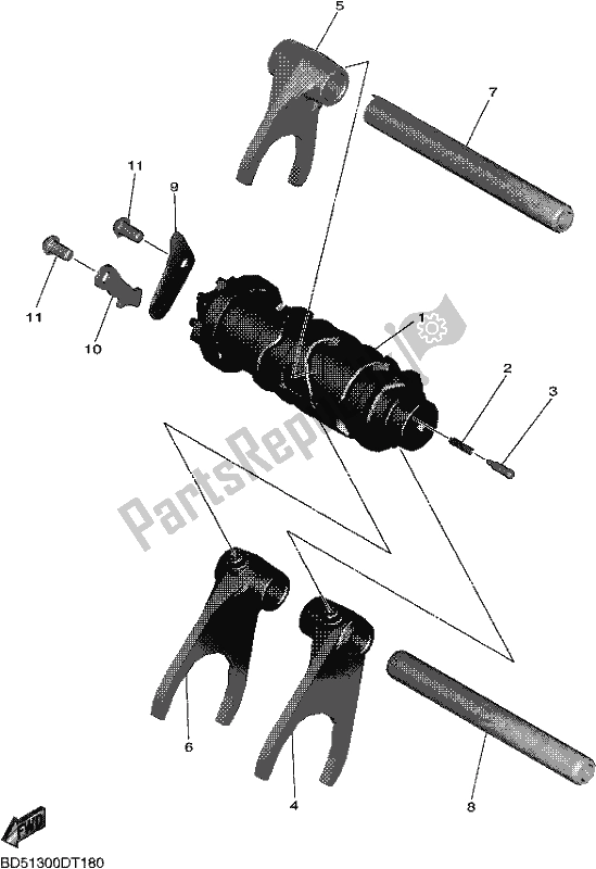 Toutes les pièces pour le Came Et Fourchette De Changement De Vitesse du Yamaha MXT 850D 2019