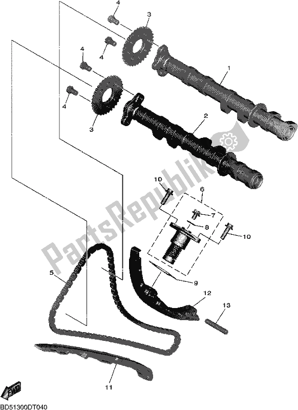 Tutte le parti per il Albero A Camme E Catena del Yamaha MXT 850D 2020