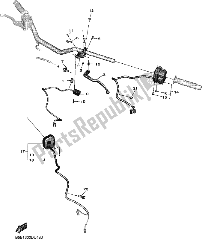 Todas as partes de Manípulo Interruptor E Alavanca do Yamaha MXT 850D 2020