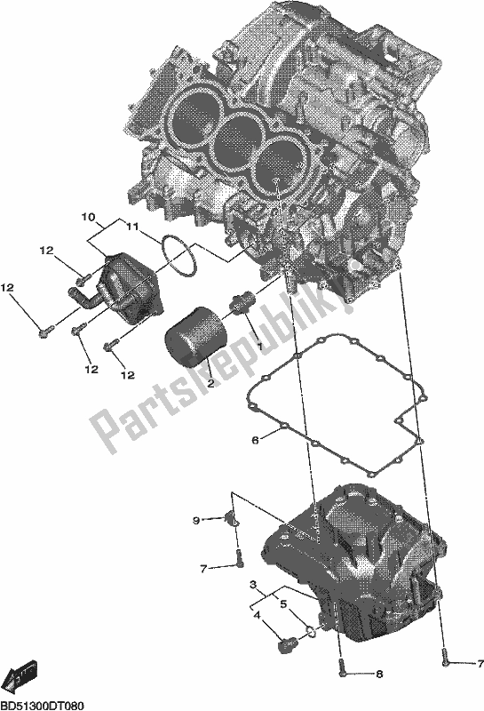 Alle onderdelen voor de Olie Reiniger van de Yamaha MXT 850D 2020