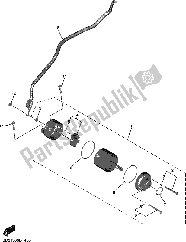 All parts for the Starting Motor of the Yamaha MXT 850D 2020