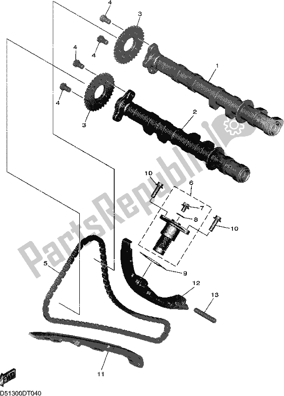 All parts for the Camshaft & Chain of the Yamaha MXT 850D 2021