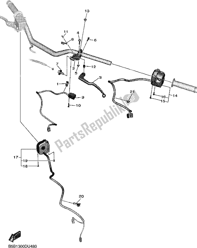 All parts for the Handle Switch & Lever of the Yamaha MXT 850D 2021