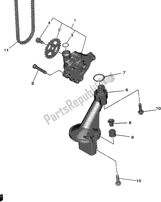 All parts for the Oil Pump of the Yamaha MXT 850D 2021