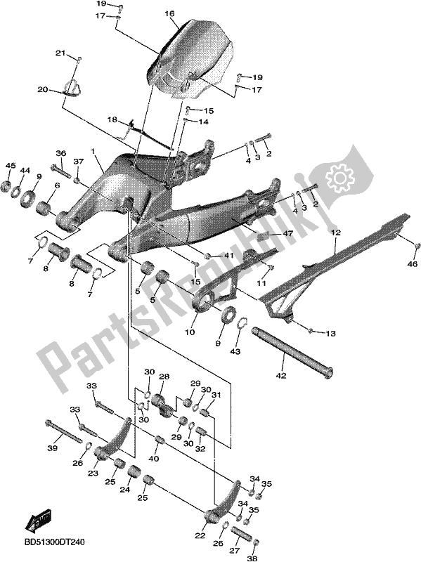 All parts for the Rear Arm of the Yamaha MXT 850D 2021