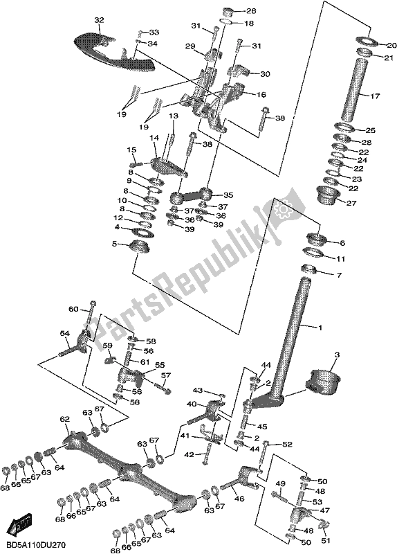 All parts for the Steering 2 of the Yamaha MXT 850D 2021