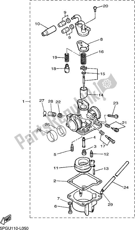 All parts for the Carburetor of the Yamaha PW 50 2018