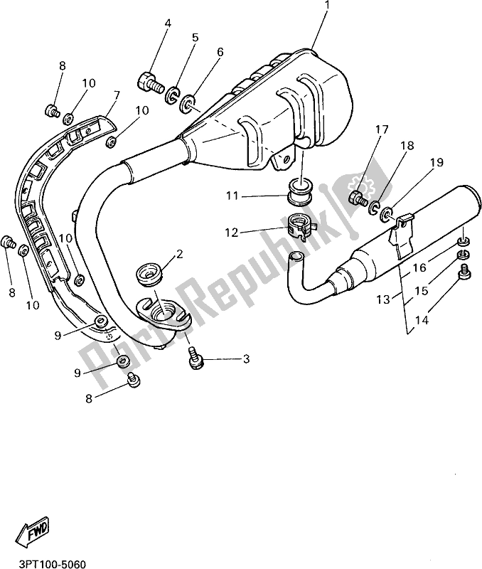 All parts for the Exhaust of the Yamaha PW 50 2018