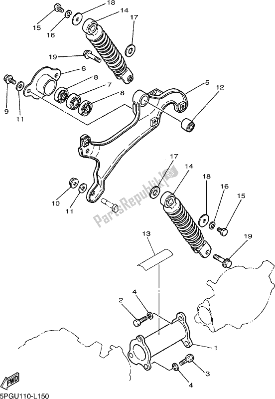 All parts for the Rear Arm & Suspension of the Yamaha PW 50 2018