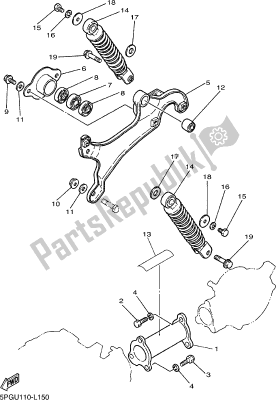 Toutes les pièces pour le Bras Arrière Et Suspension du Yamaha PW 50 2019