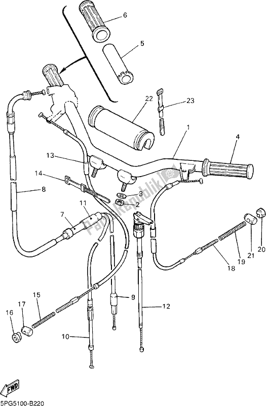 Todas las partes para Manija De Dirección Y Cable de Yamaha PW 50 2019