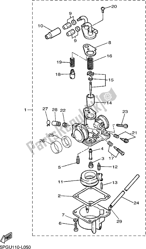 All parts for the Carburetor of the Yamaha PW 50 Peewee 2020