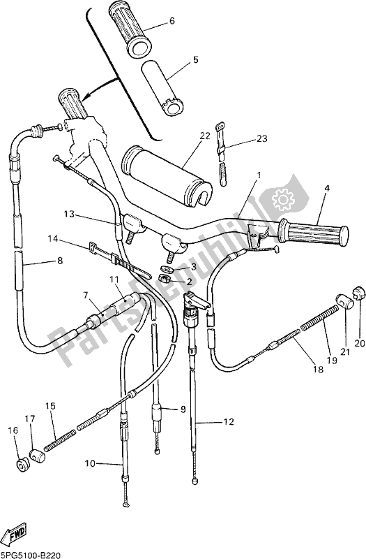 All parts for the Steering Handle & Cable of the Yamaha PW 50 Peewee 2020