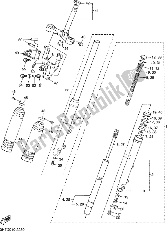 All parts for the Front Fork of the Yamaha SR 400 2017
