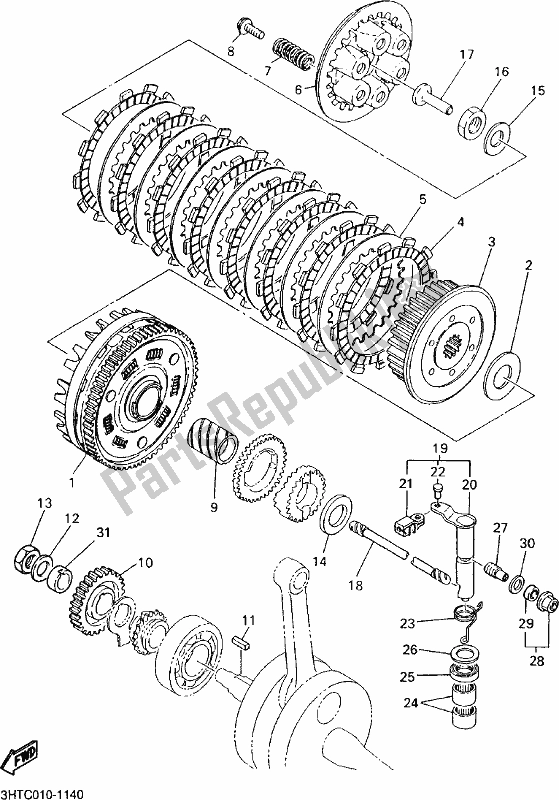 All parts for the Clutch of the Yamaha SR 400 2018