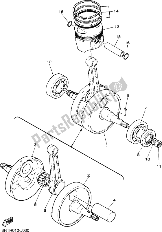 Toutes les pièces pour le Vilebrequin Et Piston du Yamaha SR 400 2018