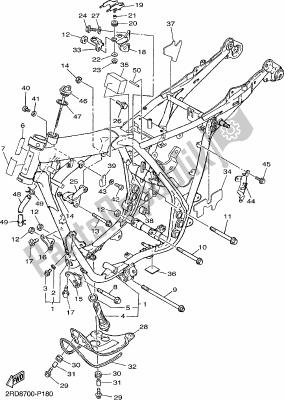 All parts for the Frame of the Yamaha SR 400 2018