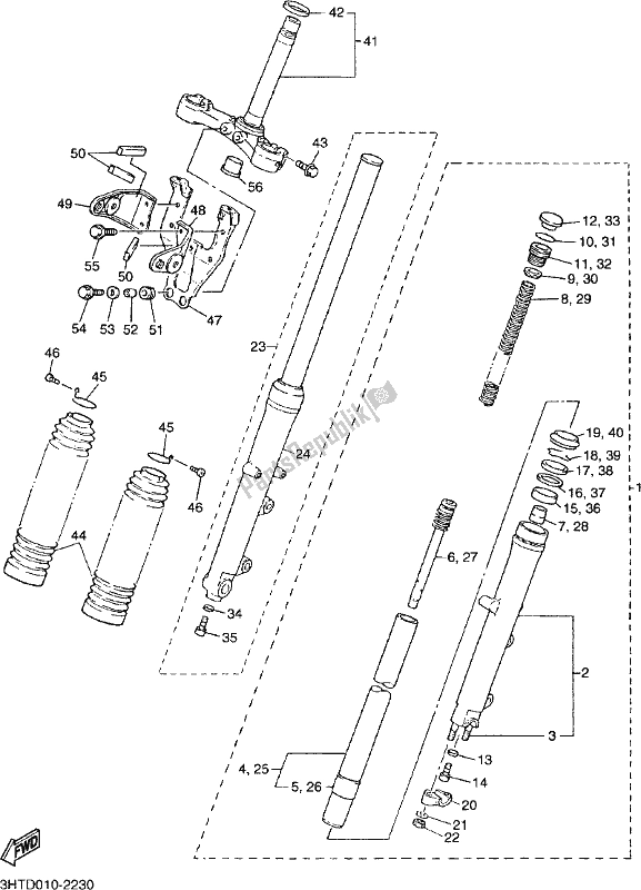 All parts for the Front Fork of the Yamaha SR 400 2018