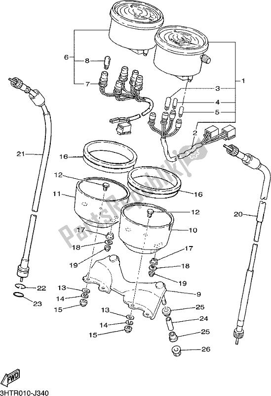 All parts for the Meter of the Yamaha SR 400 2018