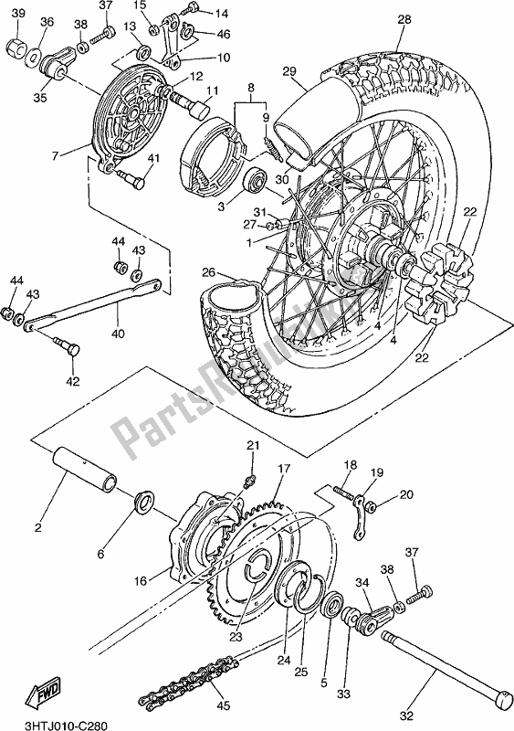 All parts for the Rear Wheel of the Yamaha SR 400 2018