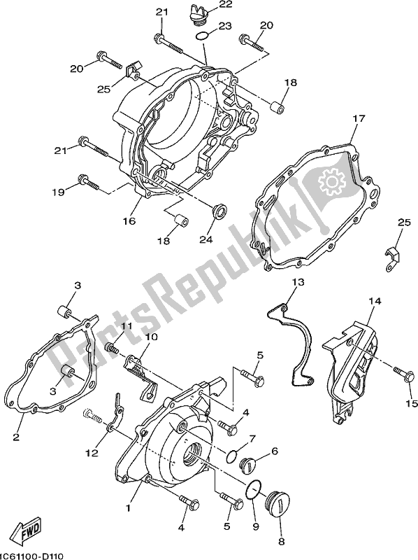 Wszystkie części do Pokrywa Skrzyni Korbowej 1 Yamaha TT-R 230 2019