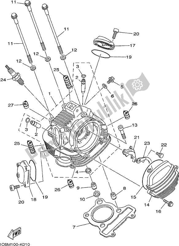 Tutte le parti per il Testata del Yamaha TT-R 230 2019