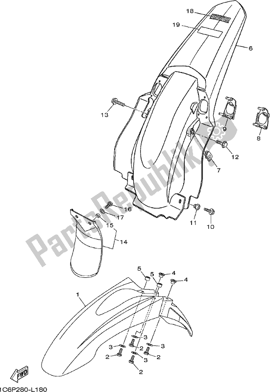 Tutte le parti per il Parafango del Yamaha TT-R 230 2019