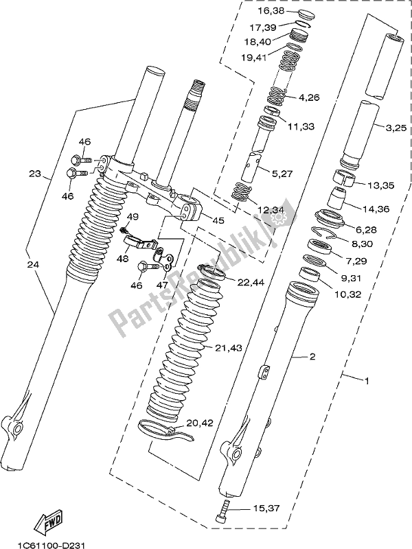 Tutte le parti per il Forcella Anteriore del Yamaha TT-R 230 2019