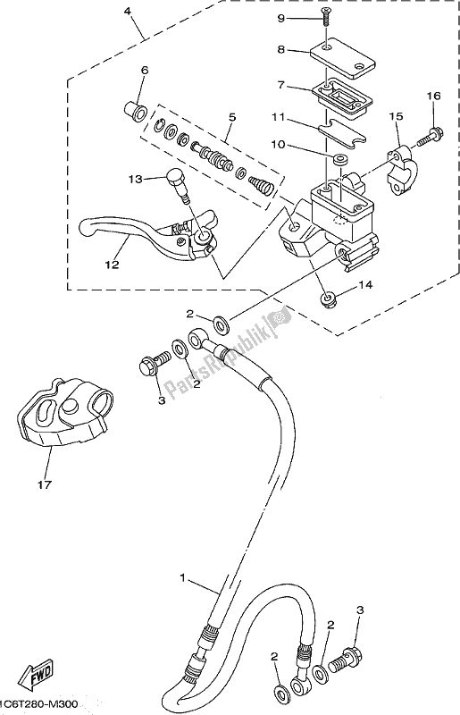 Tutte le parti per il Pompa Freno Anteriore del Yamaha TT-R 230 2019