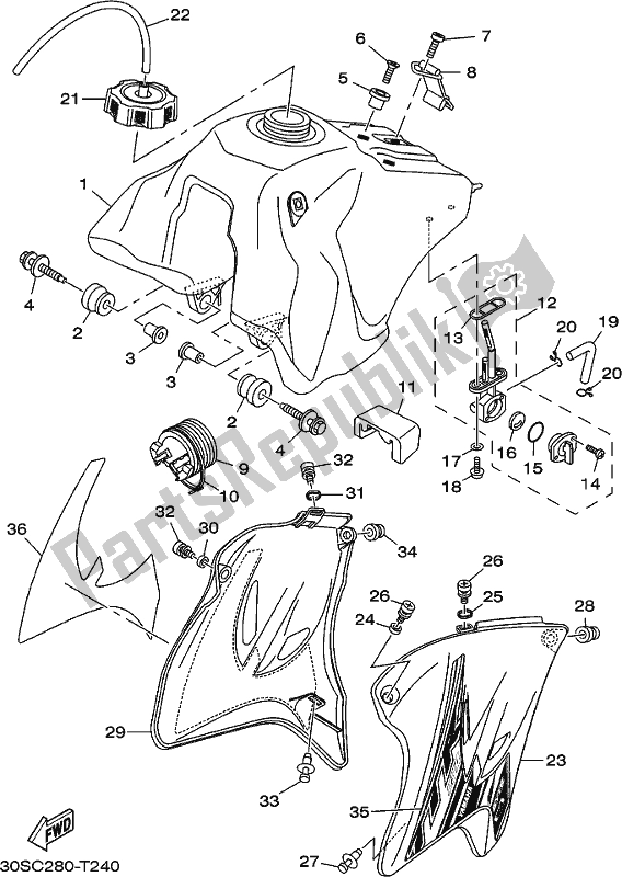 Toutes les pièces pour le Réservoir D'essence du Yamaha TT-R 230 2019