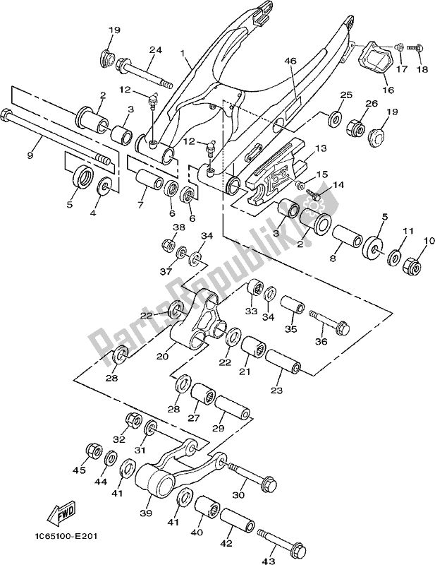 Todas las partes para Brazo Trasero de Yamaha TT-R 230 2019