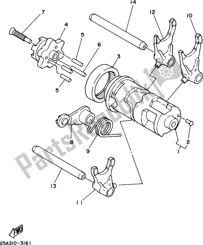 All parts for the Shift Cam & Fork of the Yamaha TT-R 230 2019