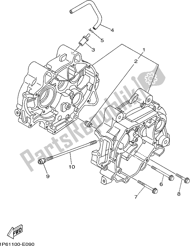 All parts for the Crankcase of the Yamaha TT-R 50E 2019