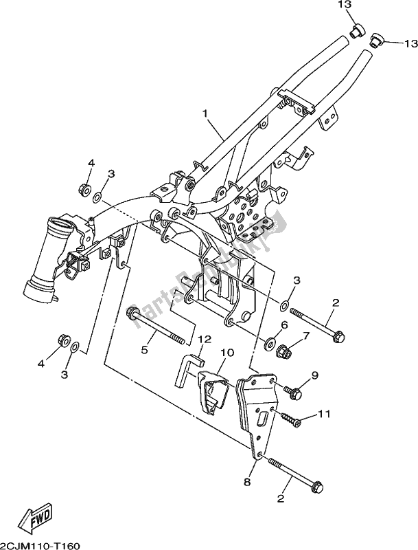 All parts for the Frame of the Yamaha TT-R 50E 2019