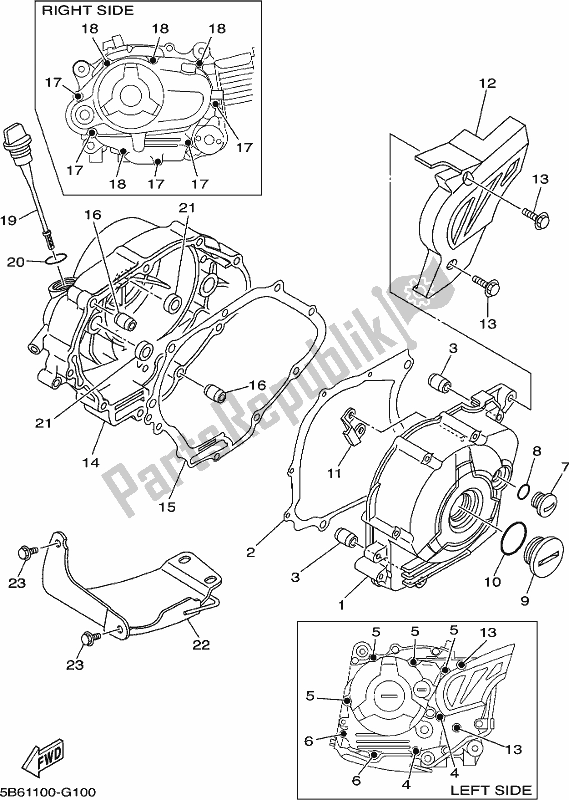 Tutte le parti per il Coperchio Del Carter 1 del Yamaha TTR 110E 2017