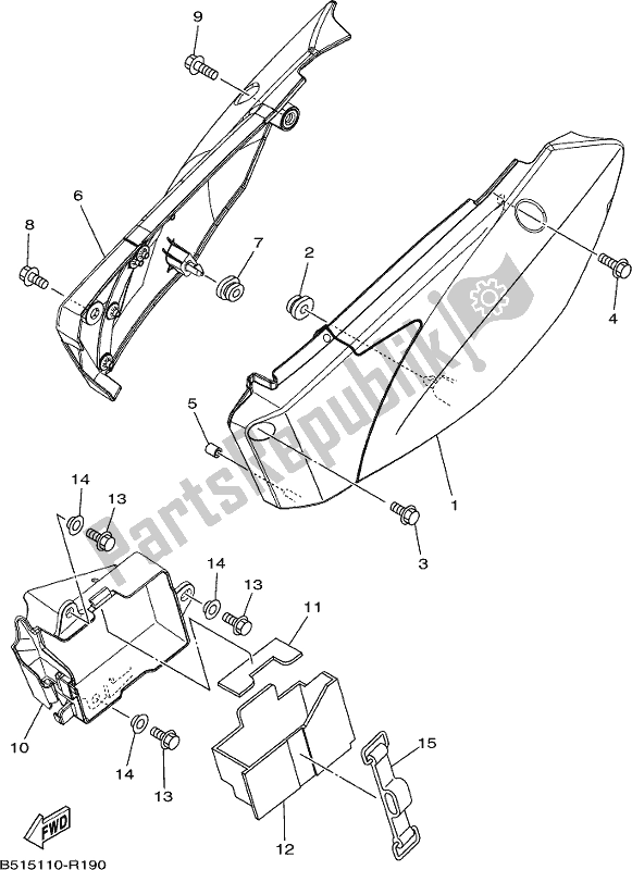 Tutte le parti per il Coperchio Laterale del Yamaha TTR 110E 2017