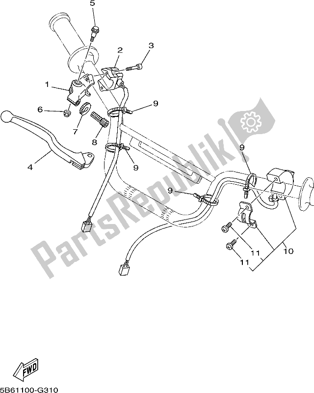 Todas as partes de Manípulo Interruptor E Alavanca do Yamaha TTR 110E 2018