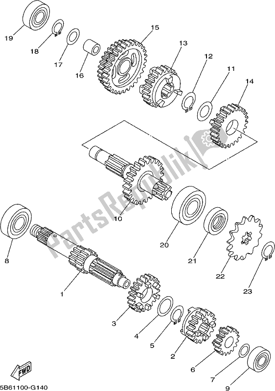 All parts for the Transmission of the Yamaha TTR 110E 2018