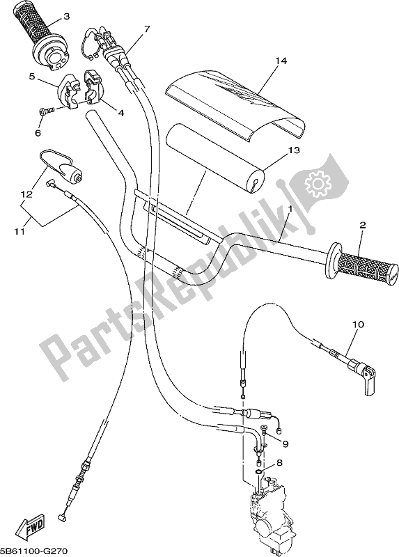 Alle onderdelen voor de Stuurhendel En Kabel van de Yamaha TTR 110E 2019