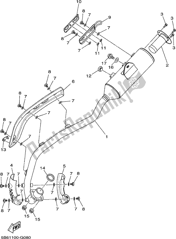 All parts for the Exhaust of the Yamaha TTR 110E 2021