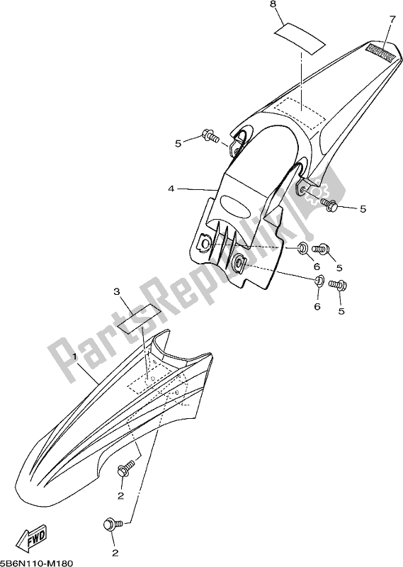 Tutte le parti per il Parafango del Yamaha TTR 110E 2021