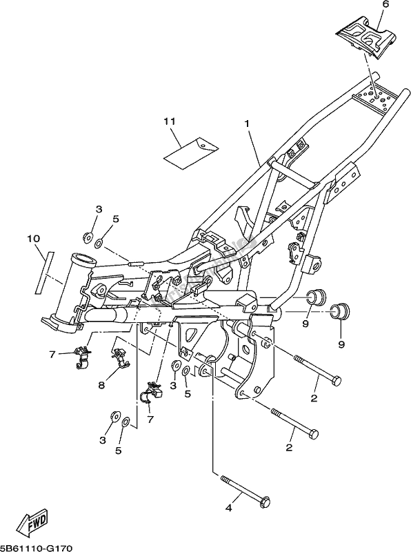 Tutte le parti per il Telaio del Yamaha TTR 110E 2021