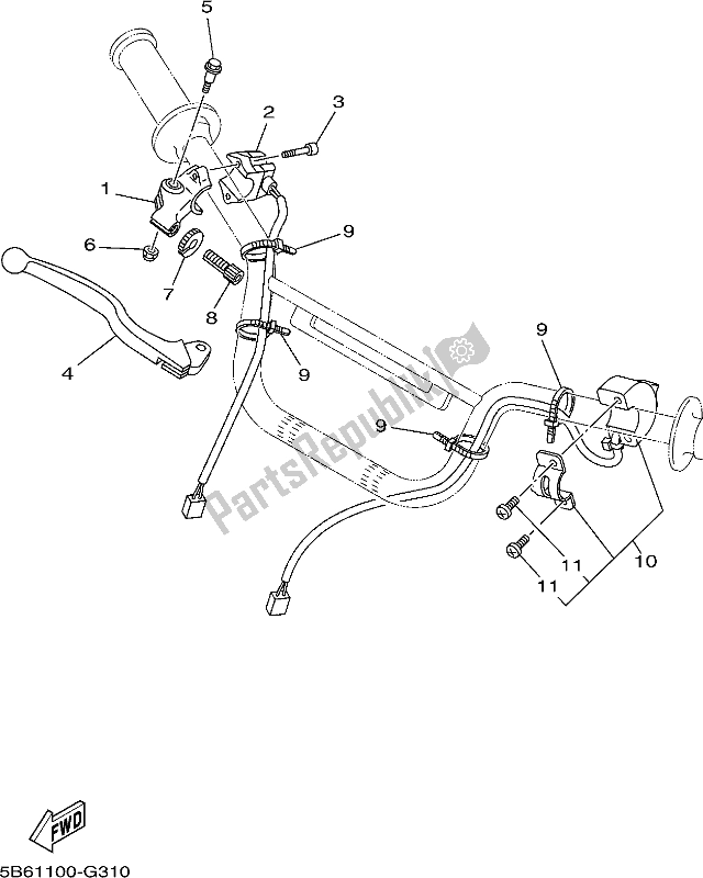 Toutes les pièces pour le Interrupteur Et Levier De Poignée du Yamaha TTR 110E 2021