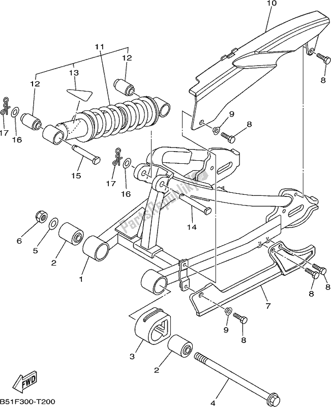 Tutte le parti per il Braccio Posteriore E Sospensione del Yamaha TTR 110E 2021